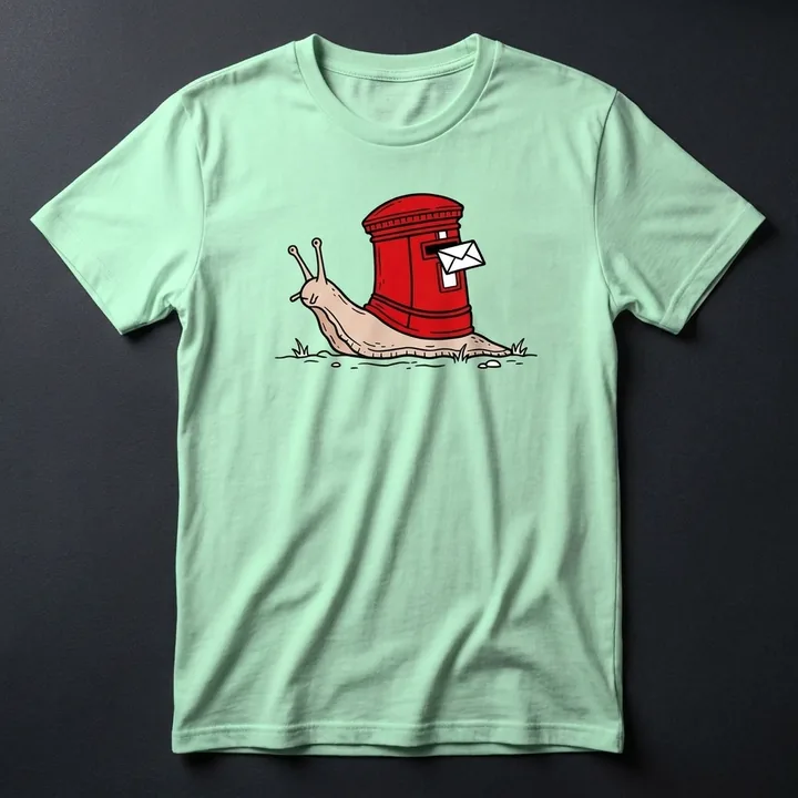 Snail Post printed on a sport grey t-shirt