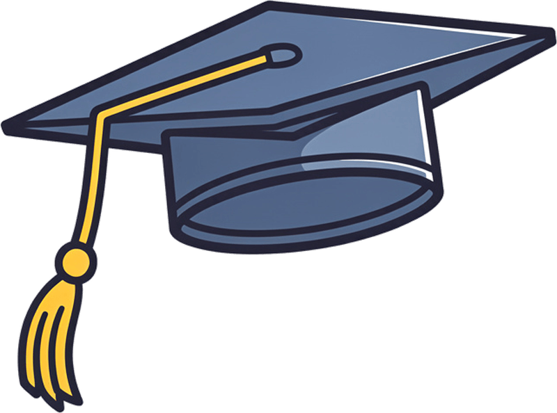 The artwork that prompt produced: A mortarboard thrown against a bright sky